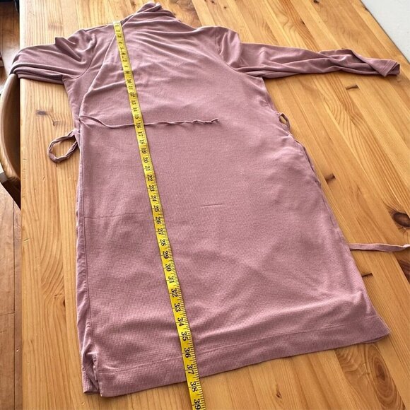 Athleta Robe Women L Wind Down Sleep Robe Dusty Pink Waffle Knit Thermal Pockets - Picture 14 of 15